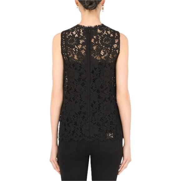 NWT Dolce & Gabbana Black Cordonetto Lace Sleeveless Tank Top Blouse IT 40 S - Picture 5 of 11
